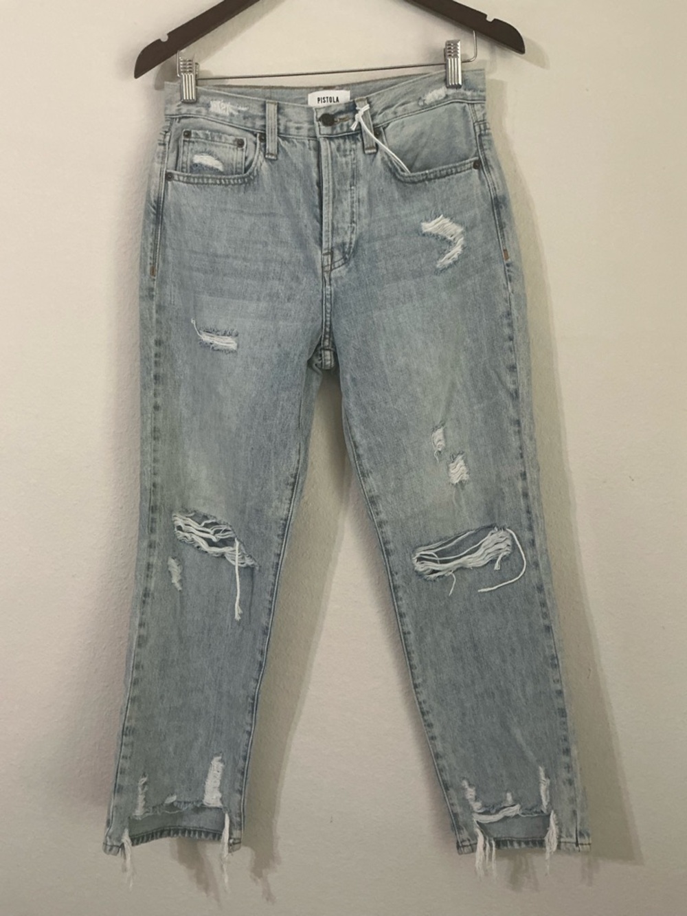 Pistola Charlie High Rise Straight in Shore Distresses Size 26 Jeans NWT - Picture 2 of 8